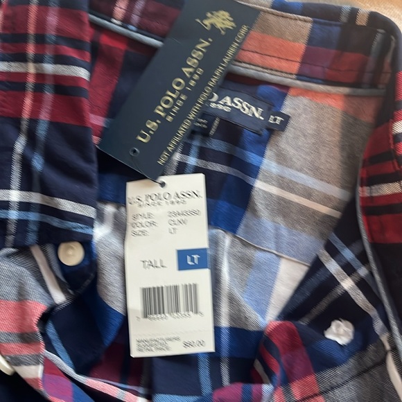 US Polo Assn. Men’s Tall Plaid Long Sleeve Button Down Shirt - Picture 8 of 9